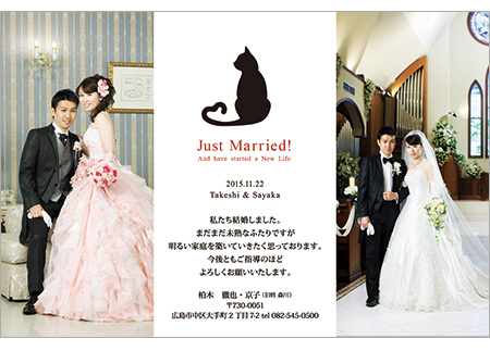 「結婚報告はがき」WP-A05 キャット猫(50部)