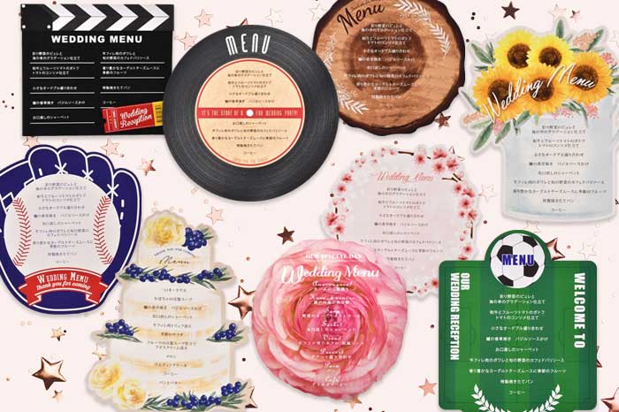 披露宴のお楽しみ♡お食事のご紹介はこだわりのメニュー表で♡♡