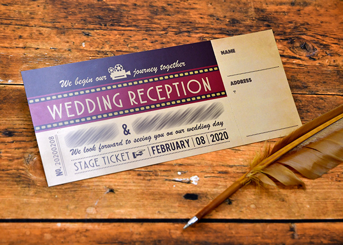 【オリジナル実例集】真似したい裏面の活用法！ミュージカル風にアレンジしたチケット風招待状♡