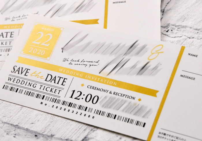 【オリジナル実例集】ほんのり輝くゴールドが素敵な♡半券付きチケット招待状