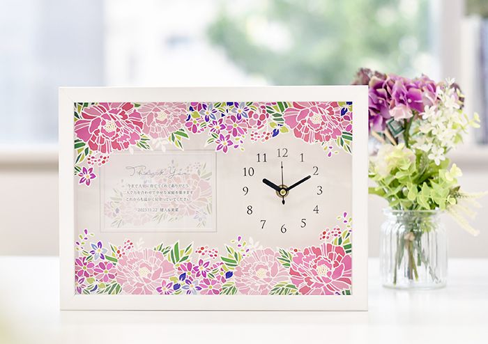 NEW！花プリントがかわいいフォトフレーム時計