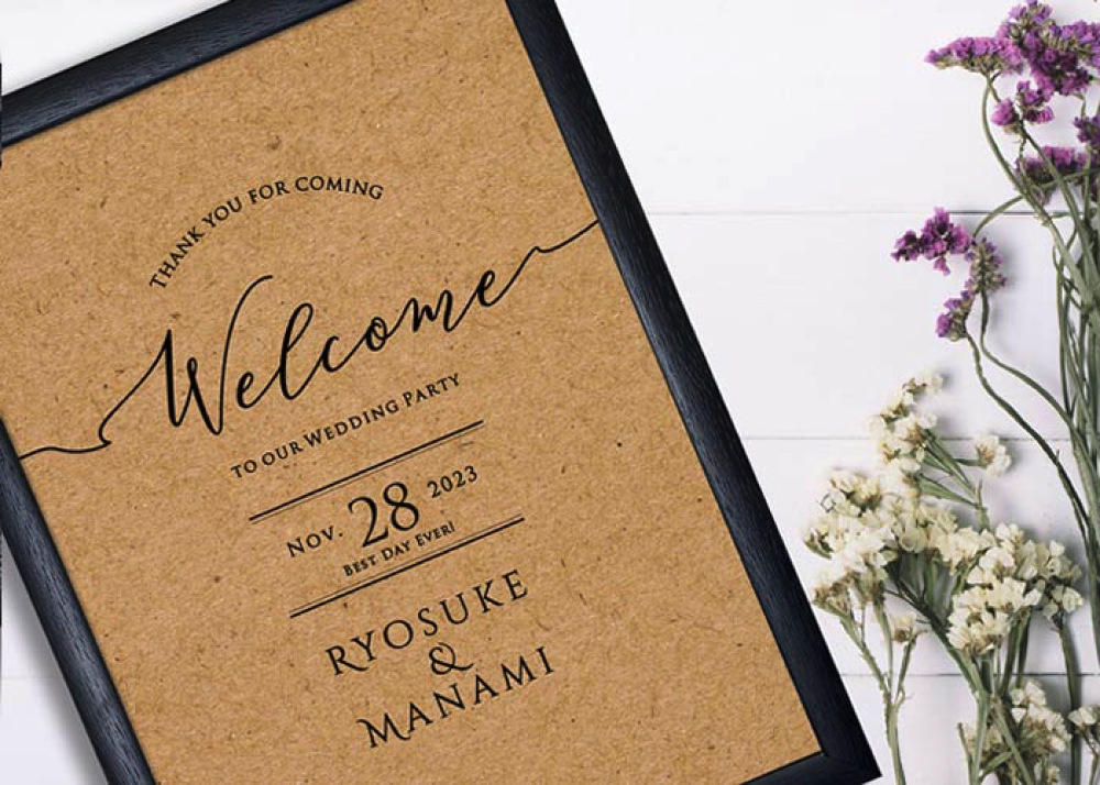 【即日出荷】クラフト風&黒板風ウェルカムボード