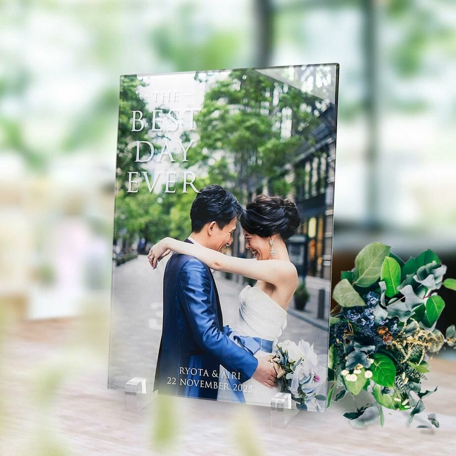 アクリルプレートに写真を印刷したウェルカムボード