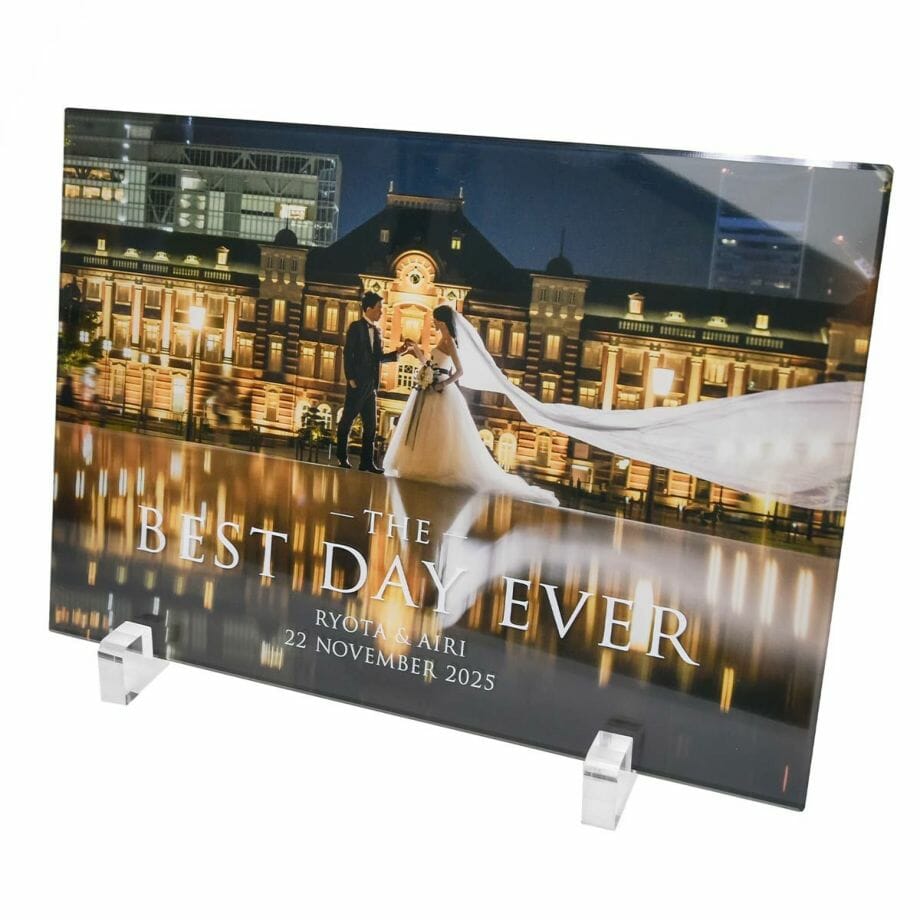 アクリルプレートに写真を印刷したウェルカムボード