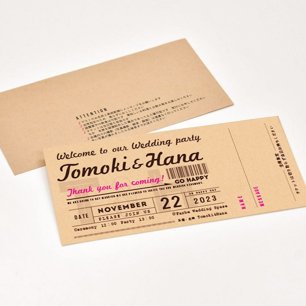 クラフト感がオシャレ！結婚式アイテムの入場チケット