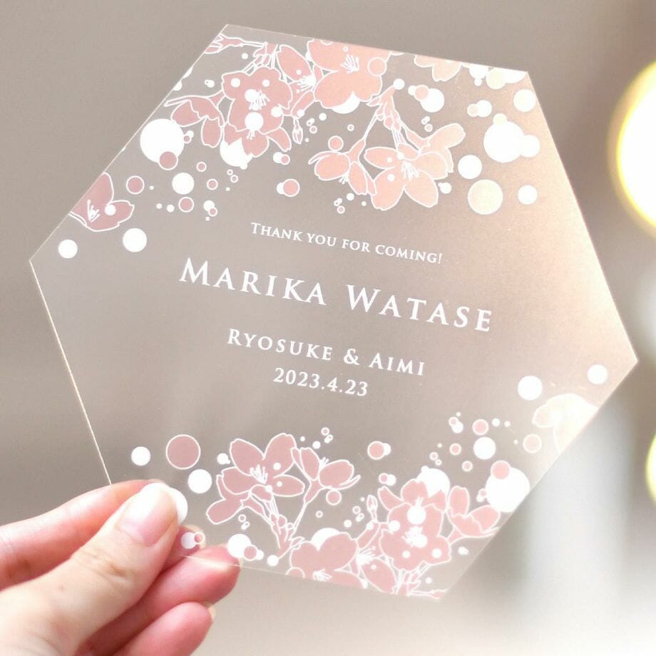 春にピッタリ！フェイスシールドとしても使える結婚式の席札