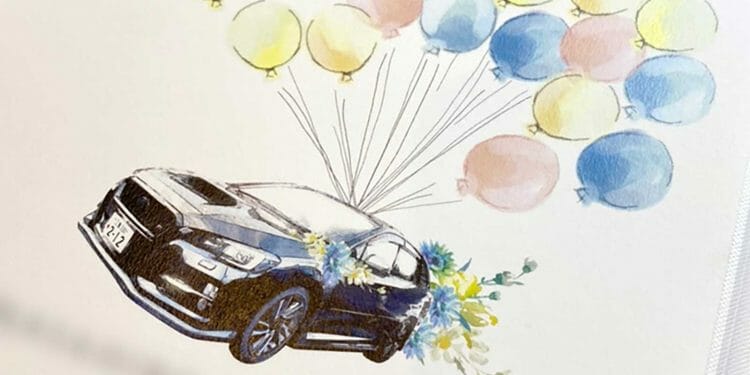 愛車のイラストで作る結婚証明書