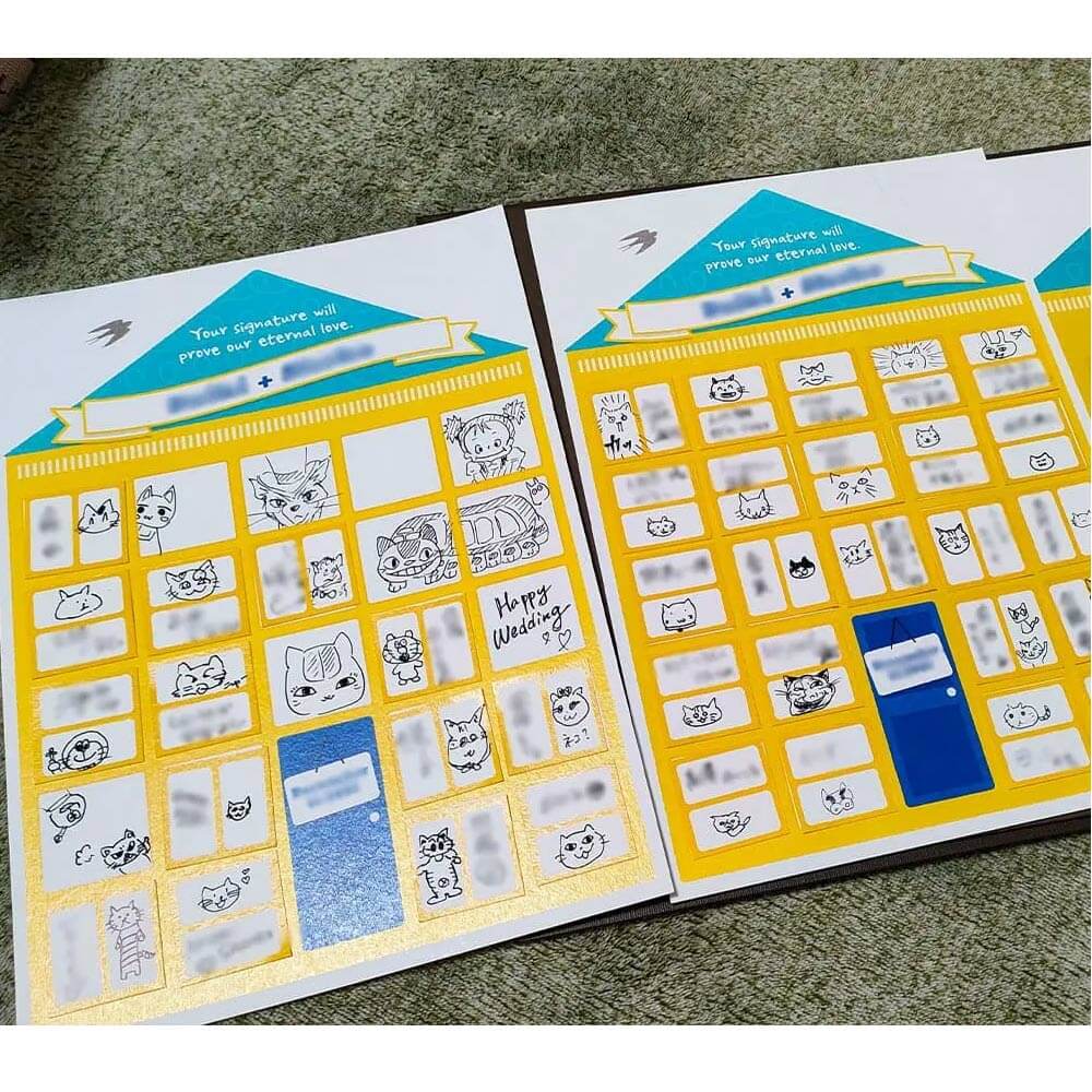 キャットタワーがモチーフの猫のイラスト入り結婚証明書