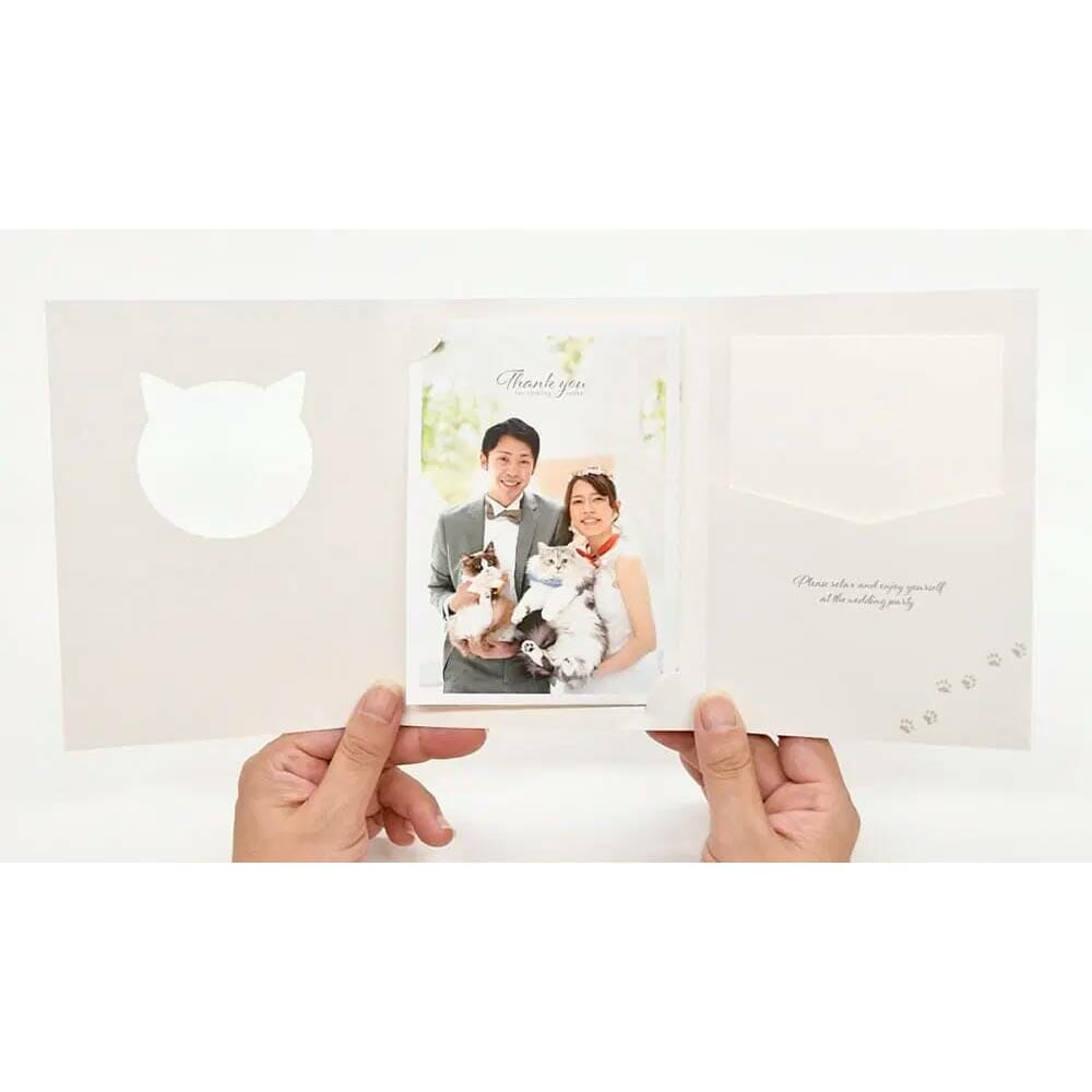 さらに開くとお二人と猫ちゃんのお写真のリーフレットがあらわれます。