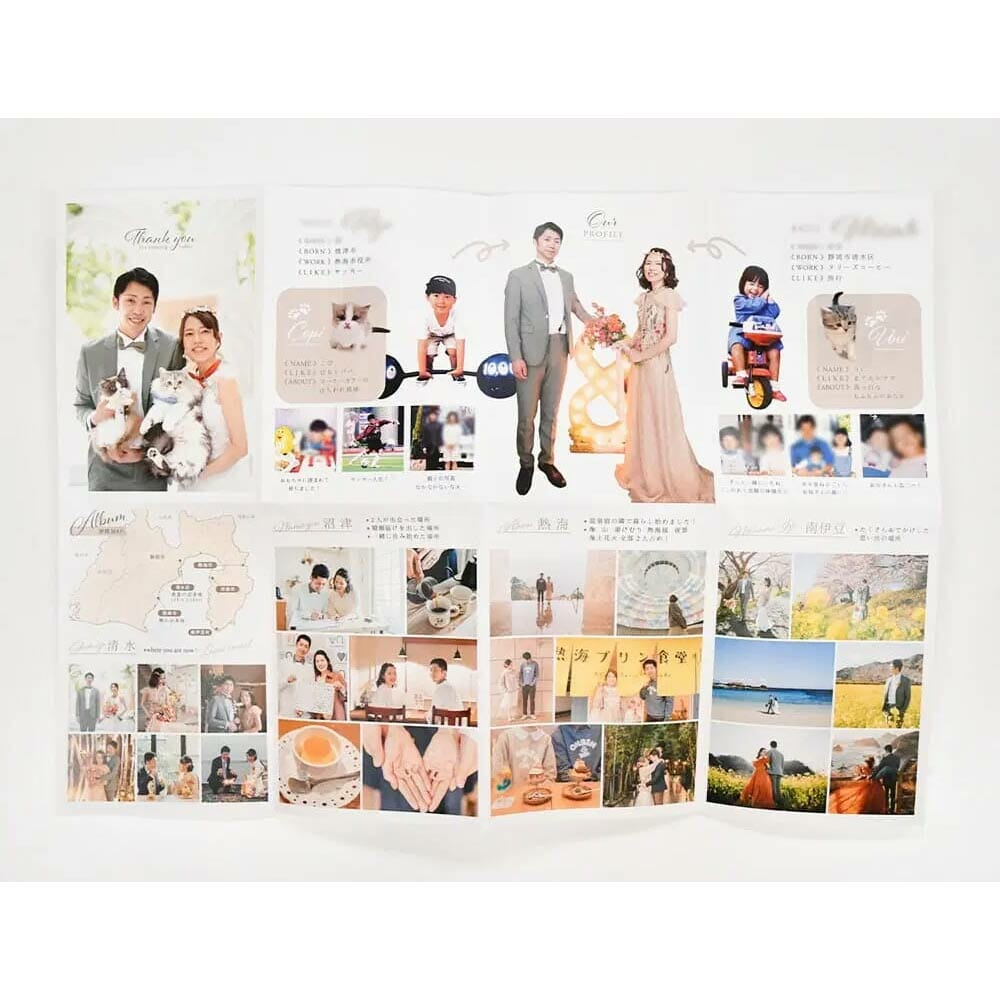 クロス16頁折りという折り方で、開くとA3サイズの1枚ものになっています。