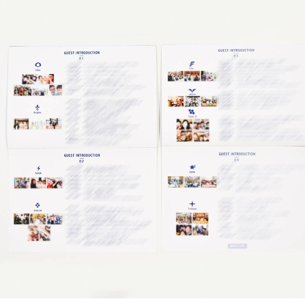 写真入りのゲスト紹介ページも盛りだくさんの内容のあんさんぶるスターズ風のロゴ入りのアプリゲームをモチーフにしたプロフィールブック