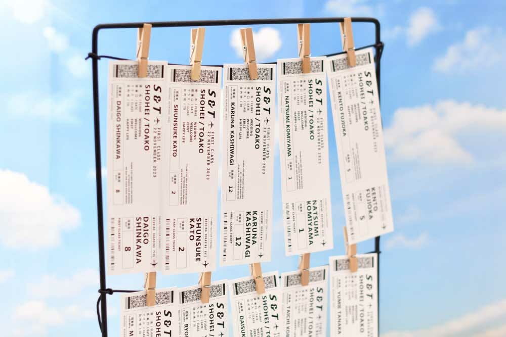 航空券風のデザインをしたエスコートカード