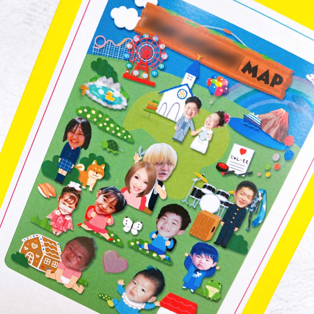 既存の商品にお客様が作成した二人の歩みMAP画像を追加アレンジした席次表