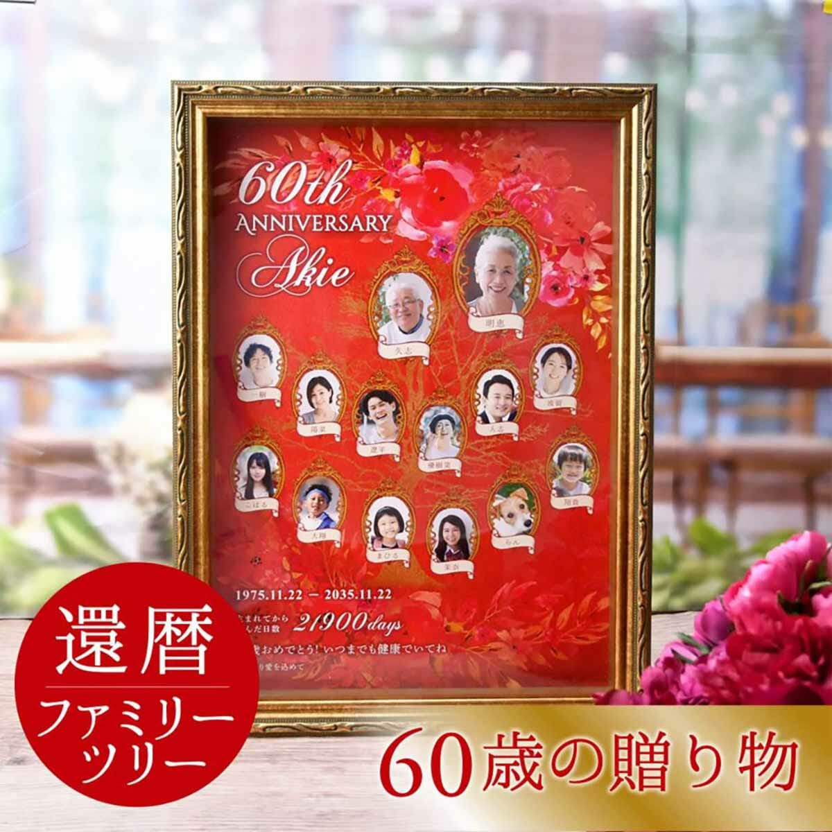還暦祝いのギフトはこれ！家族の顔写真入りファミリーツリー