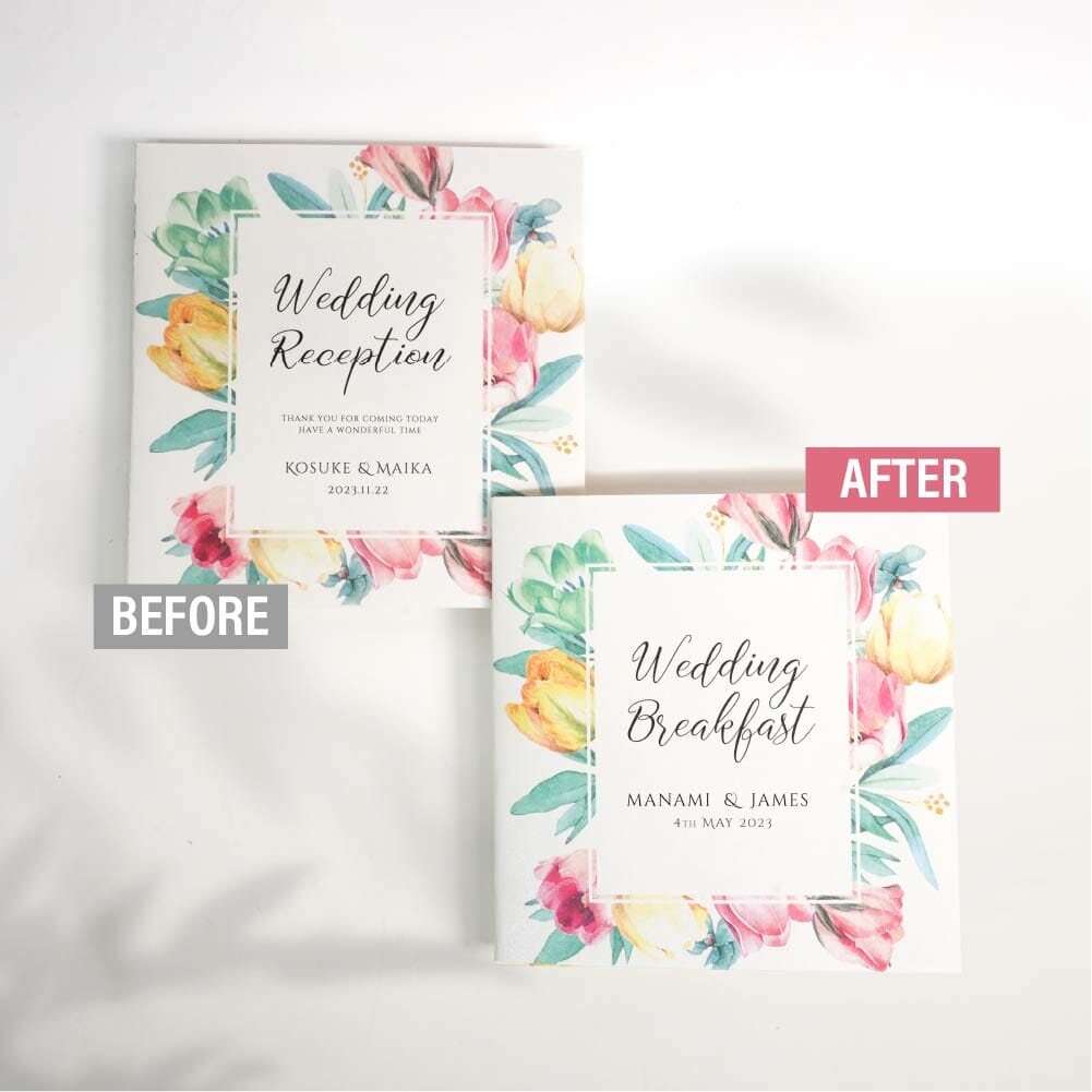 英語表記入りのアレンジした少人数用のコンパクトな席次表