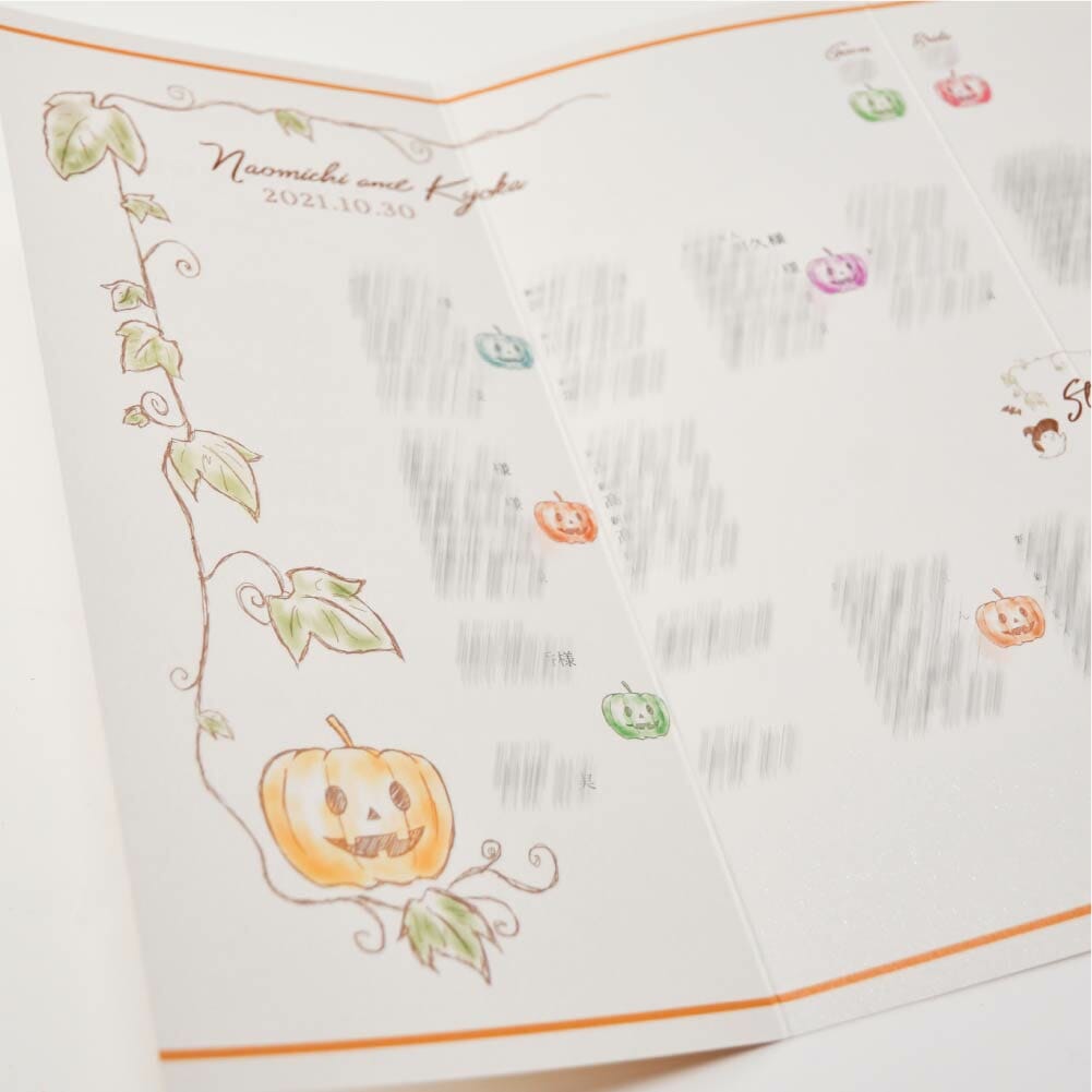 手書きのやさしいタッチをそのままにえっ婚式の席次表に入れたオリジナルアレンジ