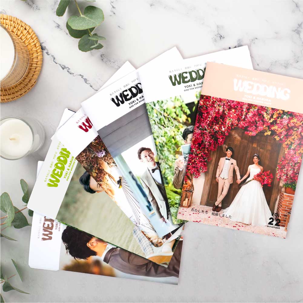 ポパイ風のデザインでカラーアレンジした結婚式のプロフィールブックの表紙