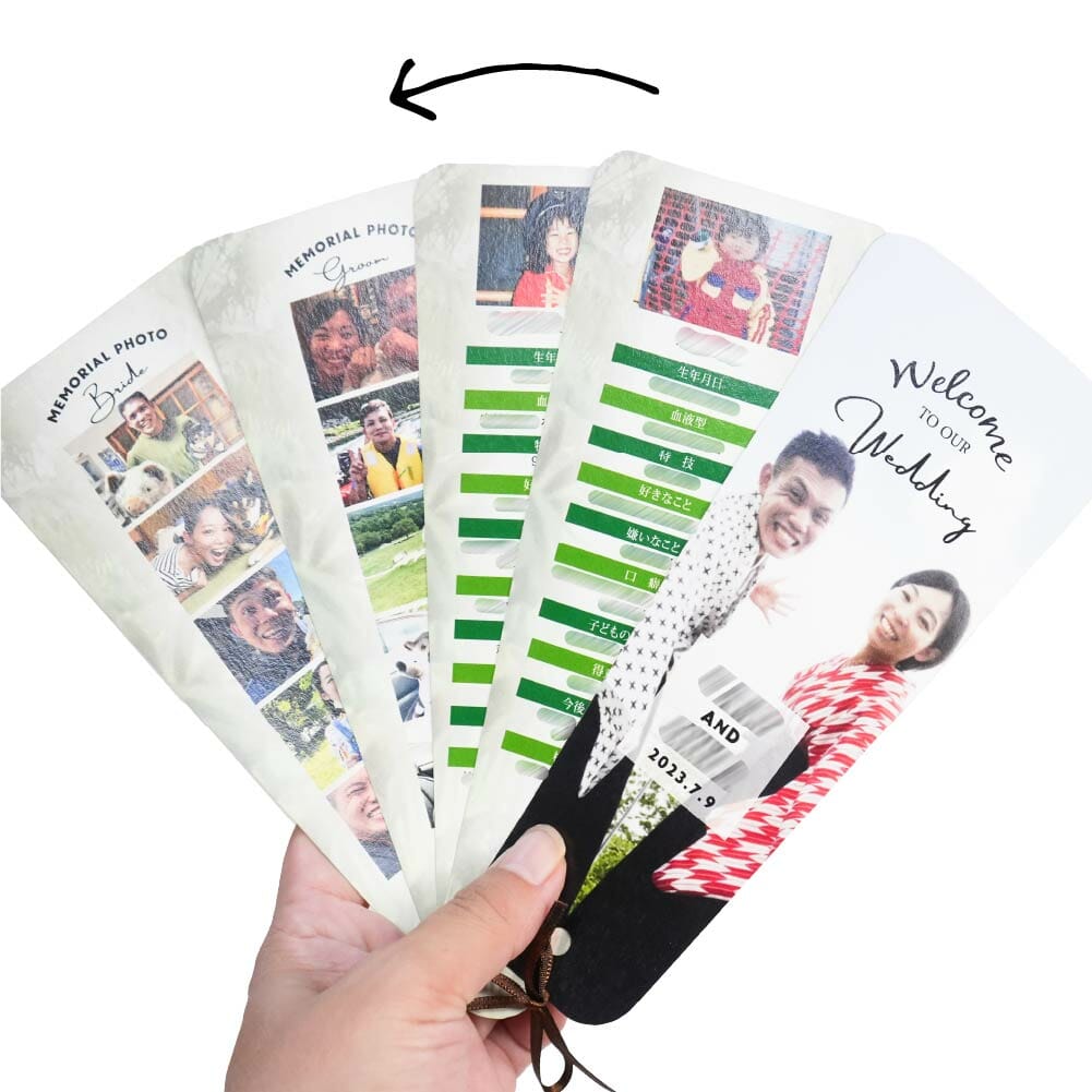 1枚1枚を開くと扇子のように広がる