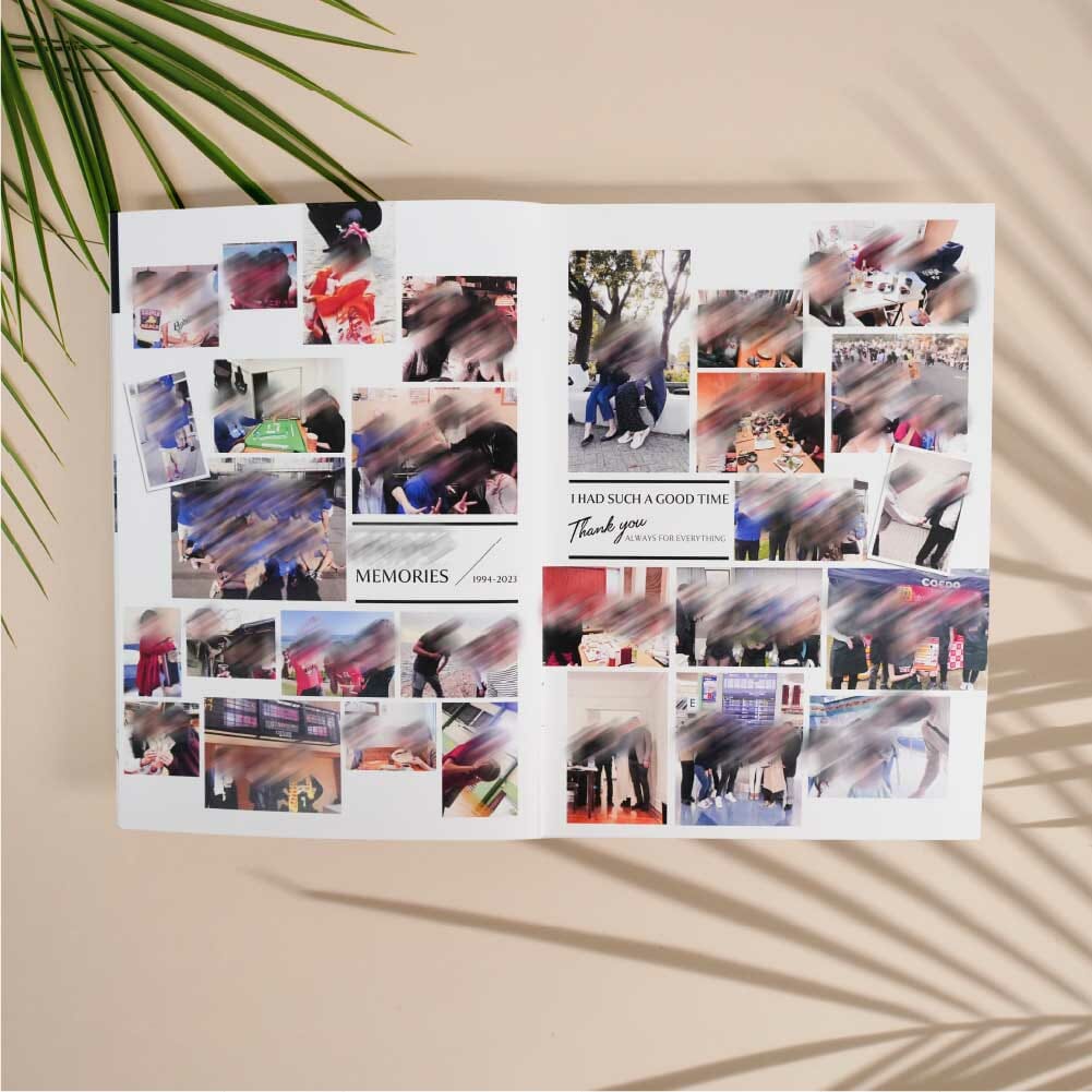 ゲストとの思い出写真をアルバム風にデザインした結婚式プロフィールブック