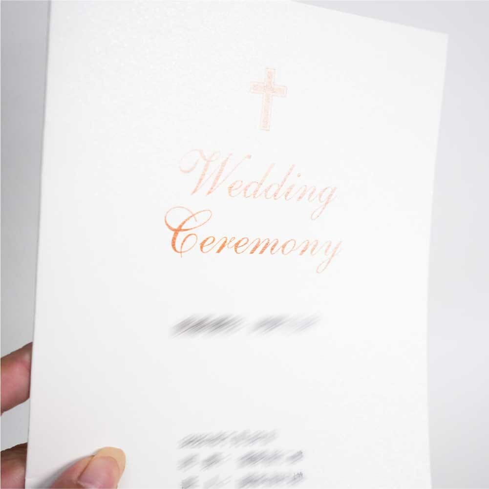 高級なラメ加工した紙を使って仕上げたスンプルで上品な二つ折りの結婚式式次第