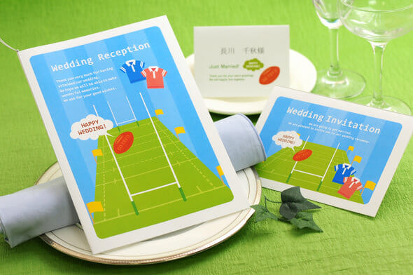 ラグビーがテーマの席次表・席札・招待状