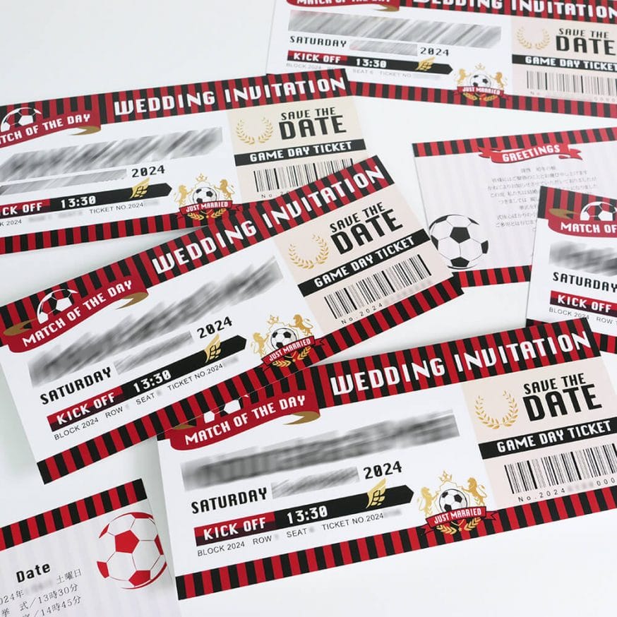 招待状はチケット風招待状をヴィッセル神戸カラーに変更