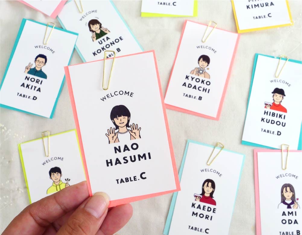 似顔絵入り！ゲストに喜ばれるおもしろエスコートカード実例