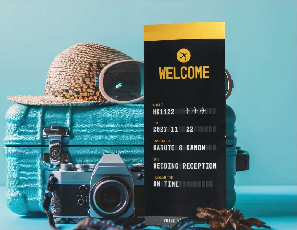 旅好きの結婚式に絶大インパクト！空港がモチーフの「席次表」