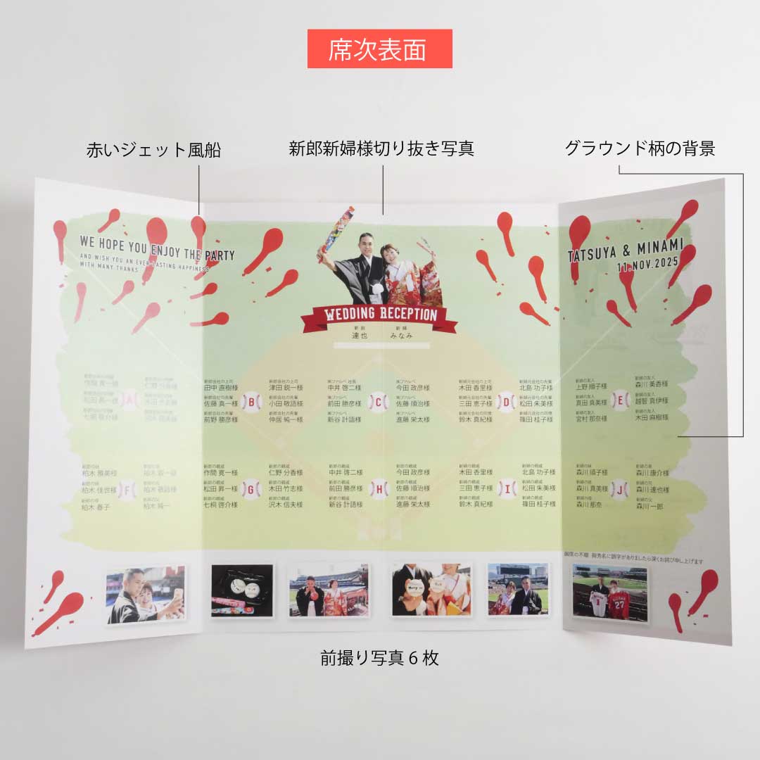 野球・カープをイメージした席次表