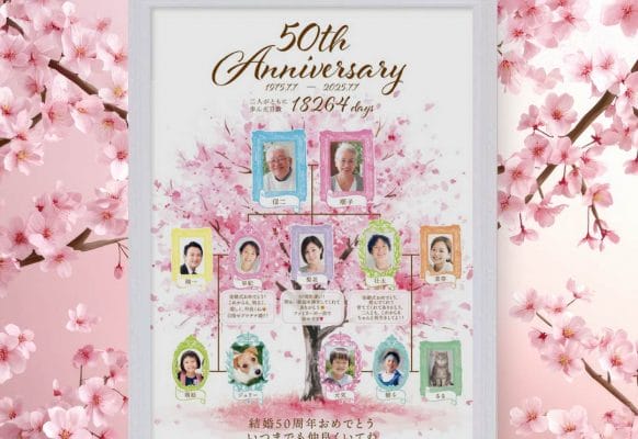 家族の絆がカタチに！金婚式に贈る「桜のファミリーツリー」ギフト