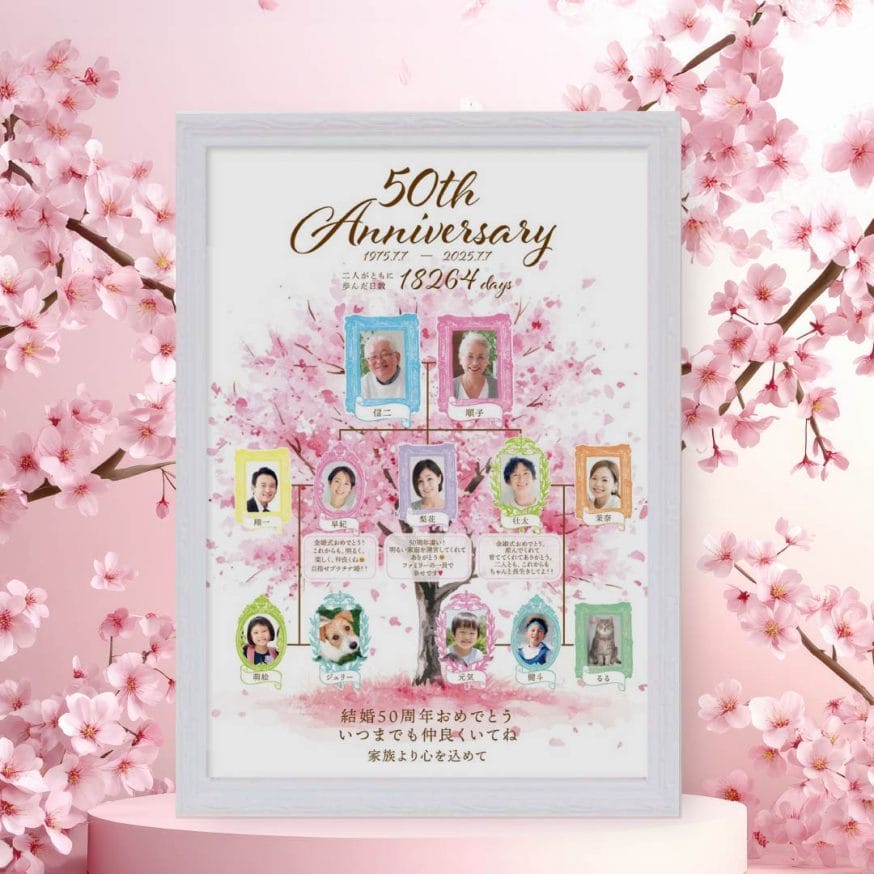 桜の木デザインのファミリーツリー