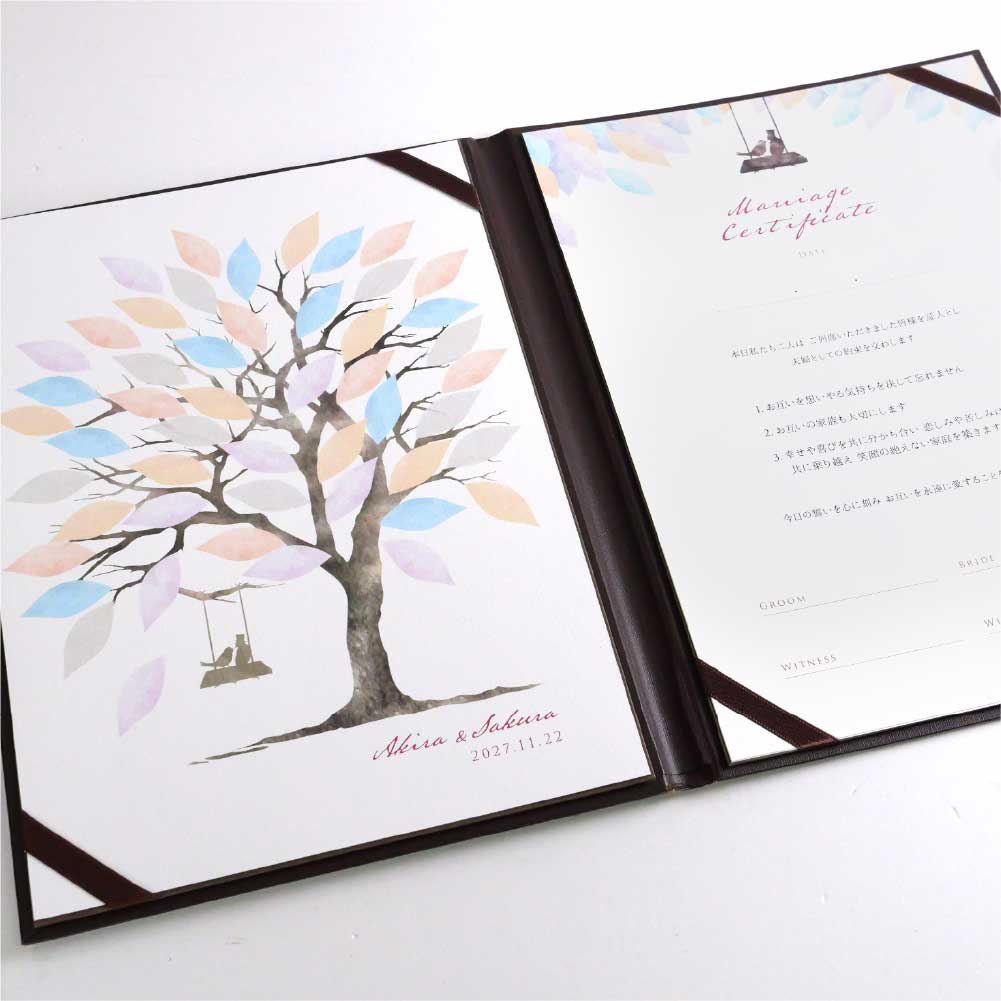 ゲスト参加型結婚証明書ウェディングツリーのトロピカルカラーアレンジ