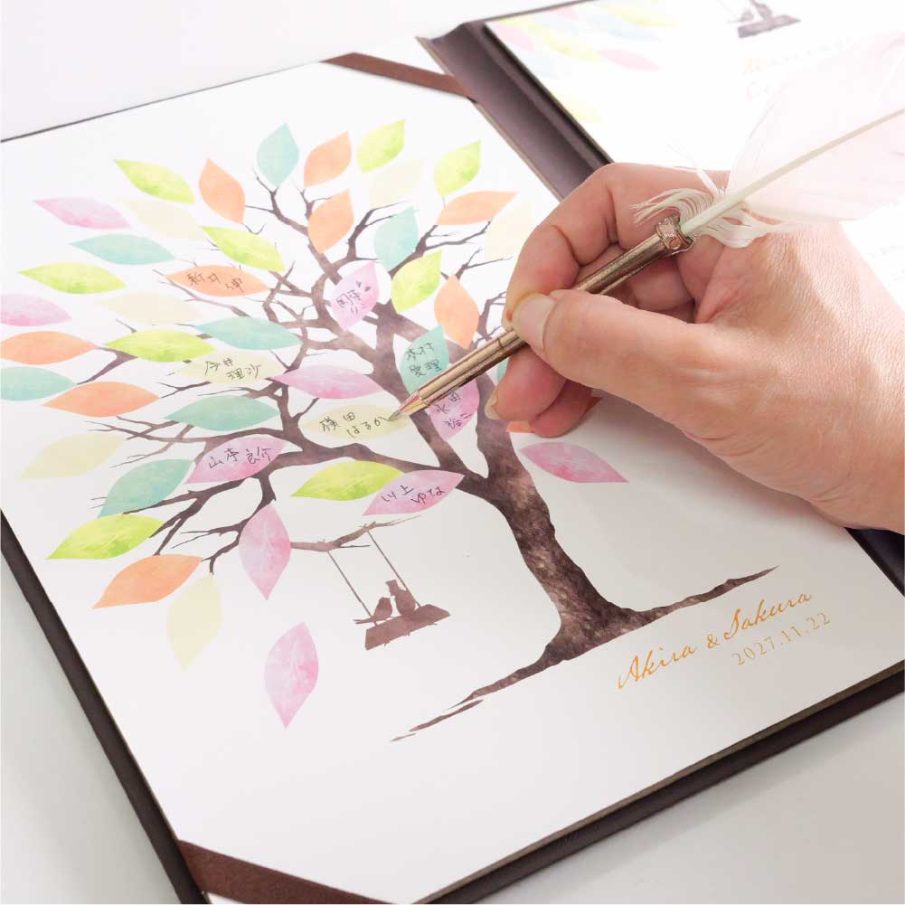 ゲスト参加型結婚証明書ウェディングツリーのトロピカルカラーアレンジ