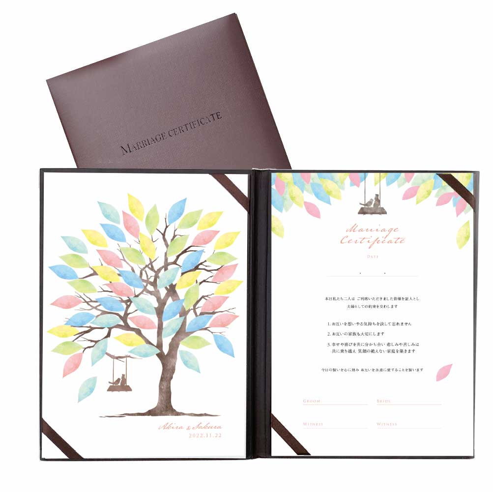 ゲスト参加型結婚証明書ウェディングツリーのトロピカルカラーアレンジ