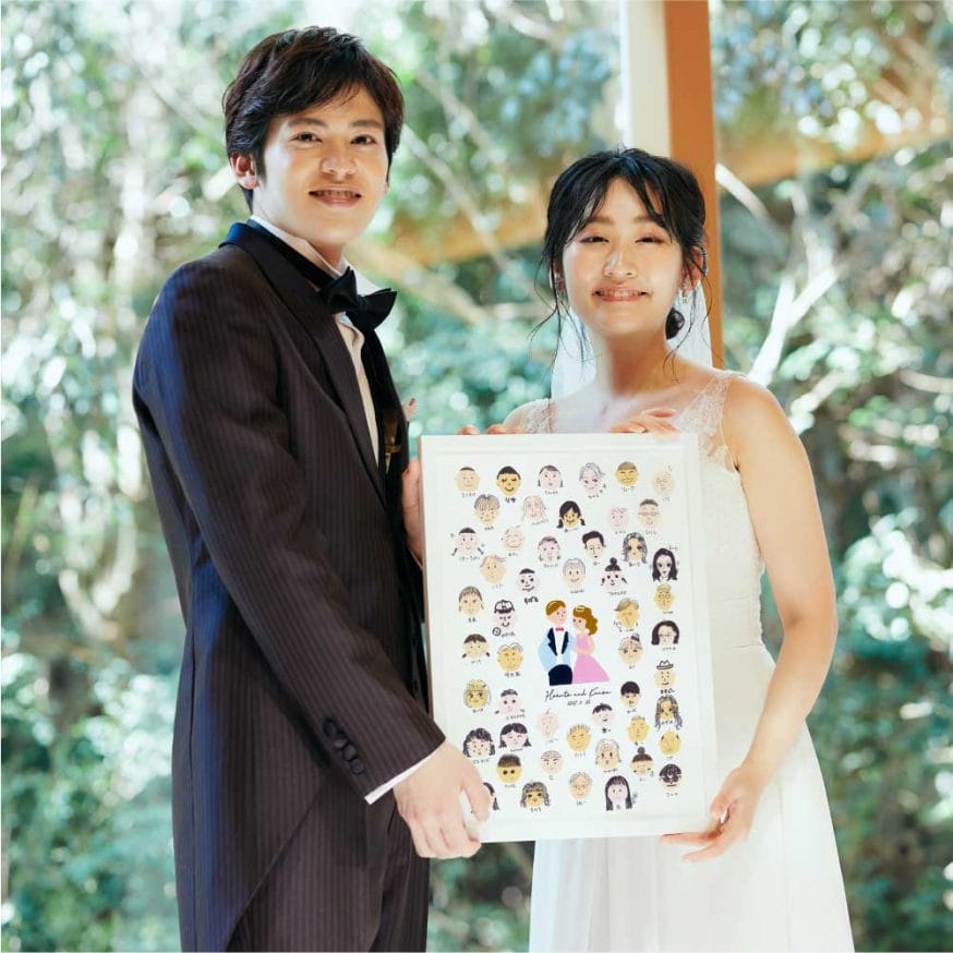ゲストみんなで完成！世界にひとつだけの「似顔絵ウェルカムボード