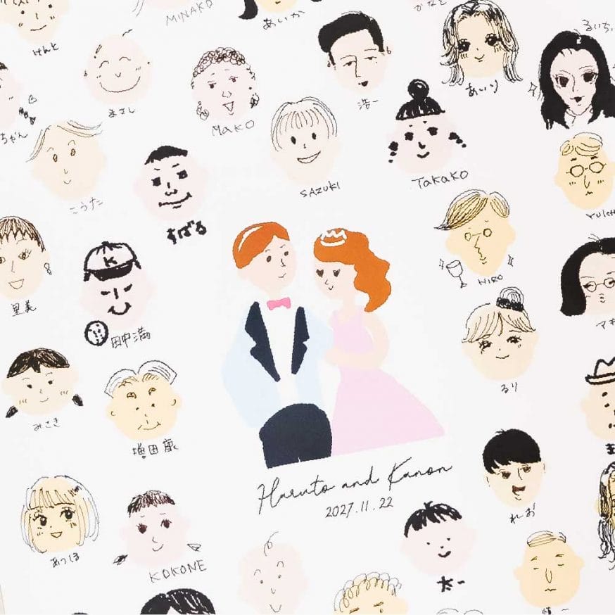 新郎新婦の似顔絵入り