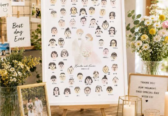 ゲストみんなで完成！世界にひとつだけの「似顔絵ウェルカムボード」