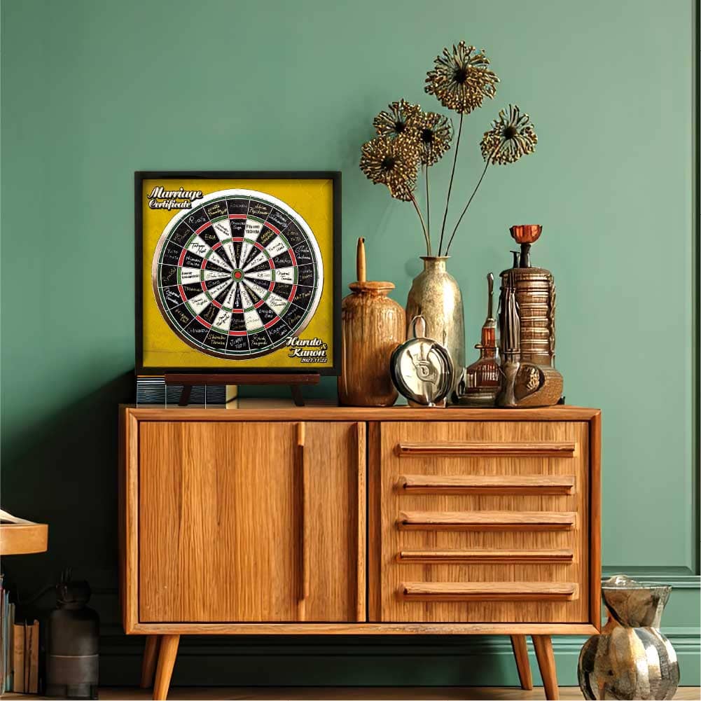 ダーツデザインのレトロなゲスト参加型結婚証明書