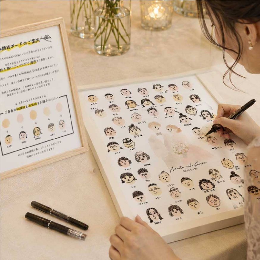 ゲストみんなで完成！世界にひとつだけの「似顔絵ウェルカムボード