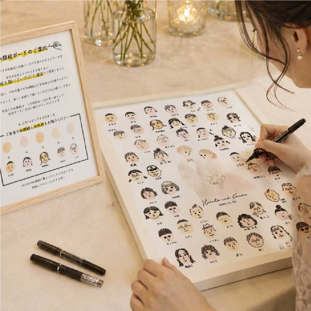 ゲスト全員で完成した似顔絵ウェルカムボード A3サイズ
