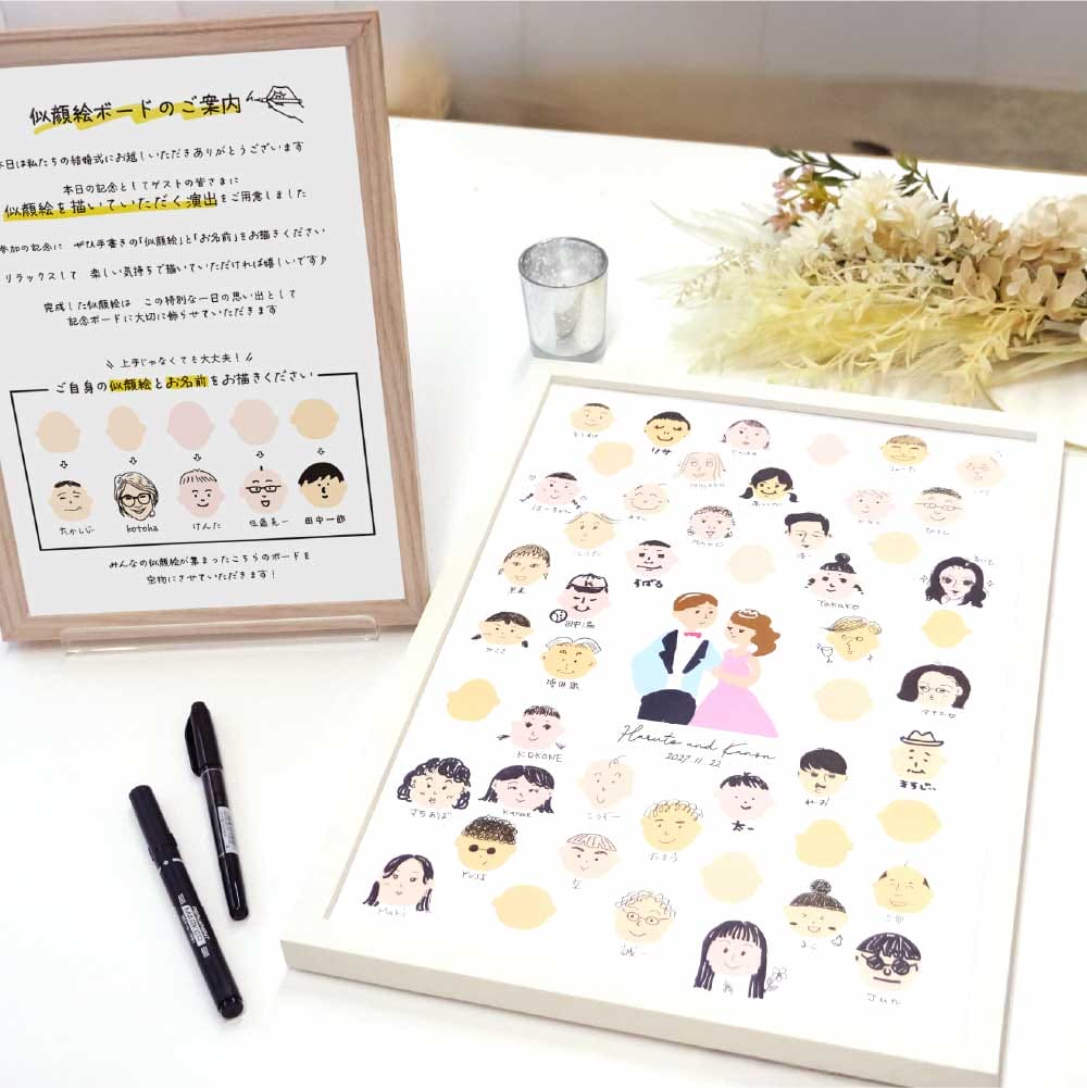 ゲストの似顔絵でつくる結婚式アイテム