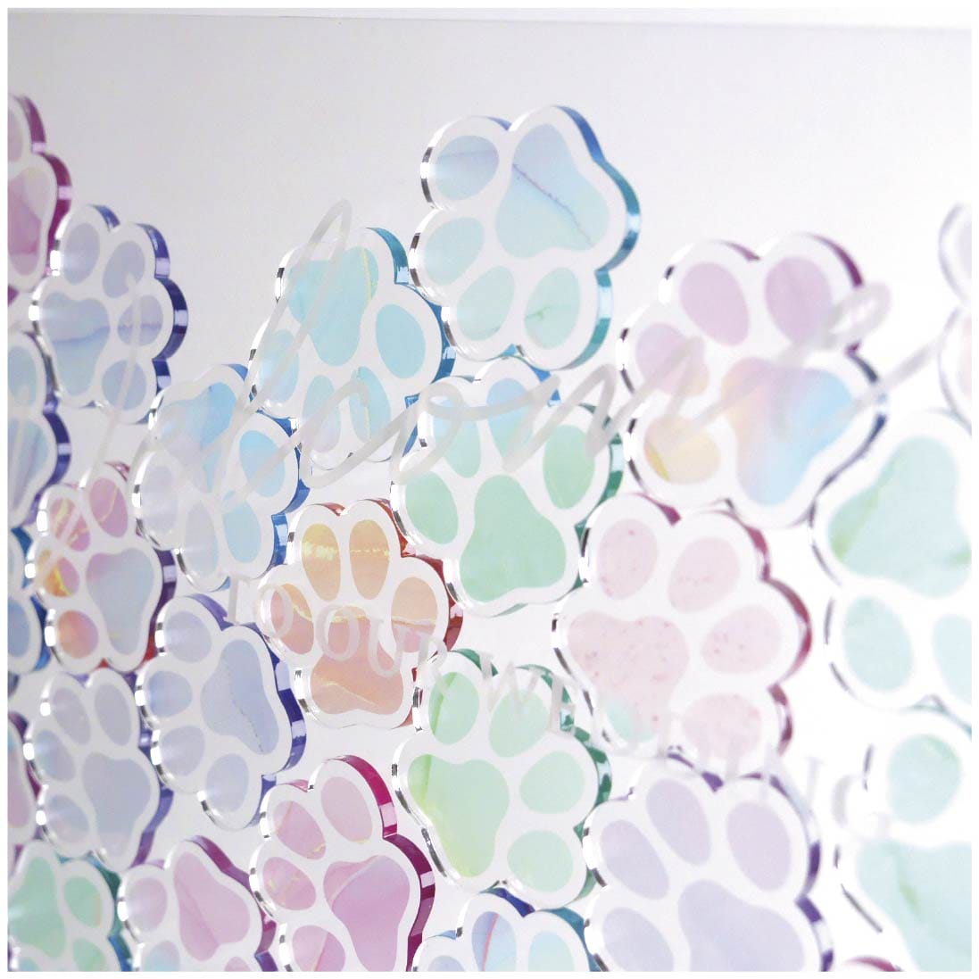 カラフルな肉球の形のウェディングドロップスアクリルピース