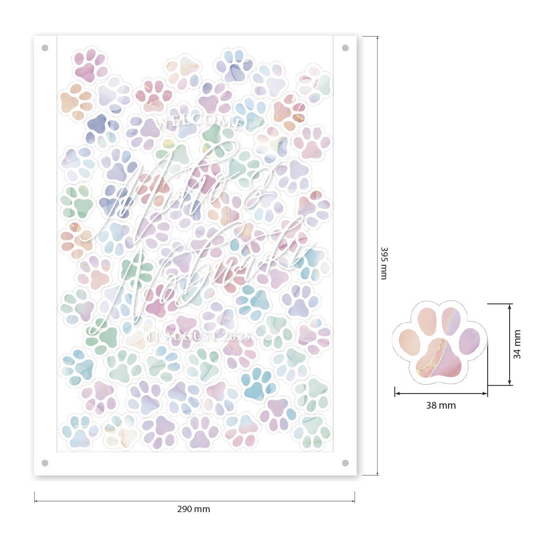 カラフルな肉球の形のウェディングドロップスアクリルピース