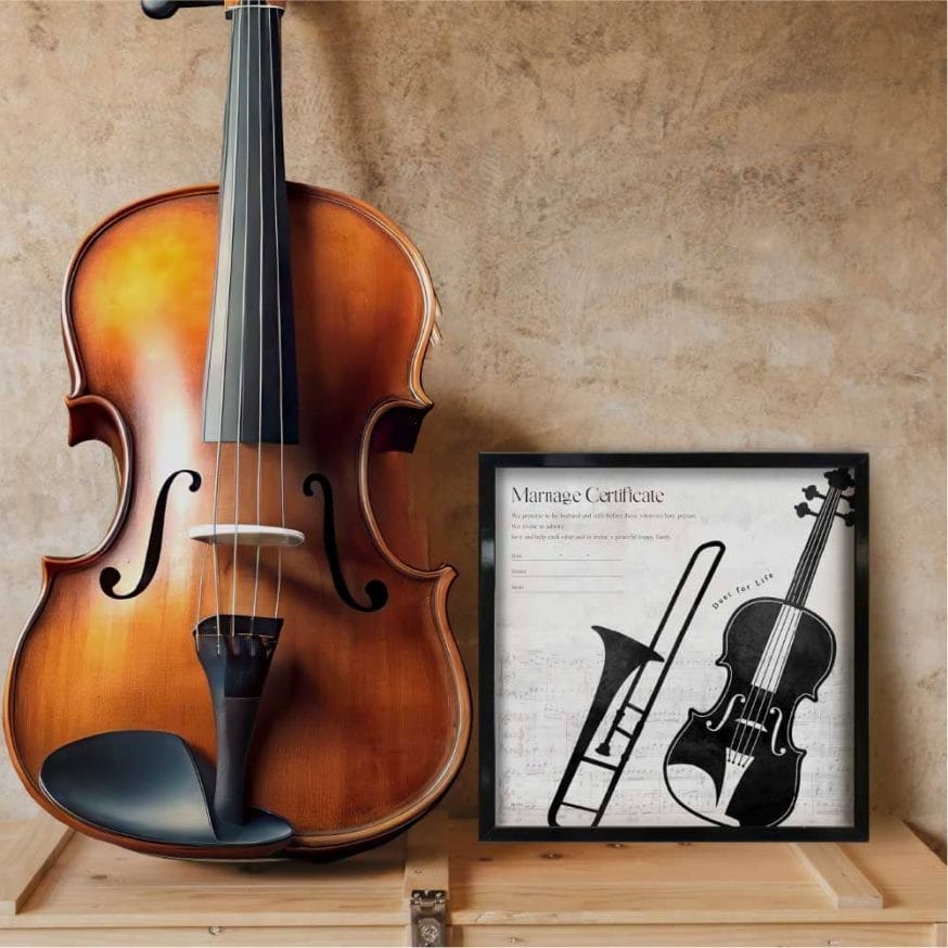楽器を組み合わせた楽器シリーズの結婚証明書