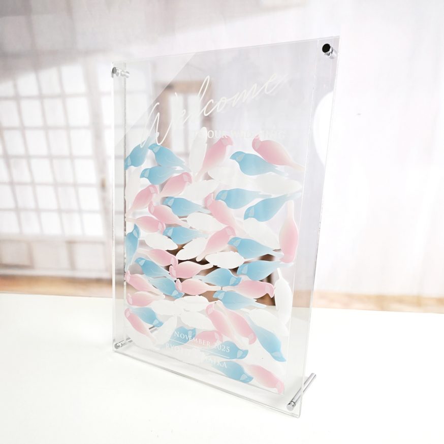 ペットをモチーフにしたウェディングドロップス（鳥と羽根）