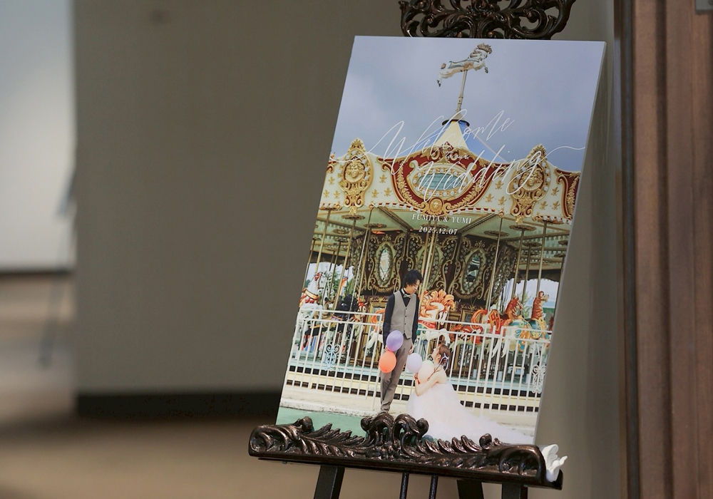 前撮り写真を使ったフォトパネルウェルカムボード