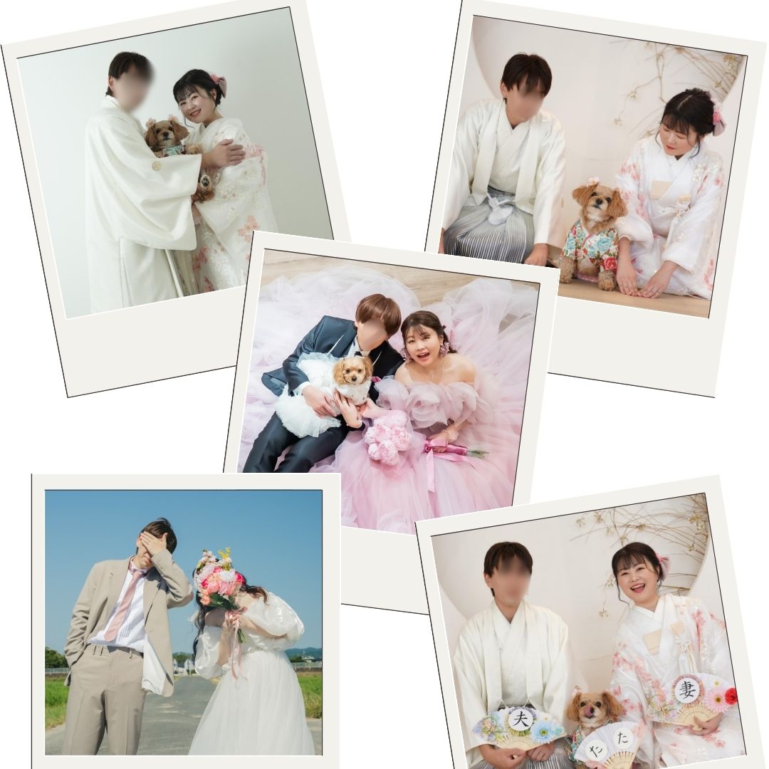 肉球デザインの結婚証明書を注文いただいたお客様の当日写真