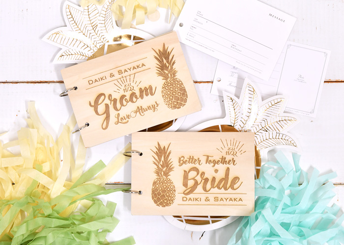 木製ゲストブックカードパイナップル