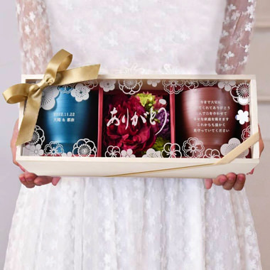 名入れアクリル木箱フリーカップフラワー<和>