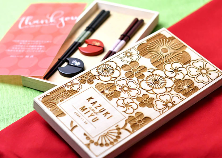 名入れ桐箱夫婦箸&箸置きセット